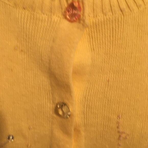 Berek Yellow Butterfly Ribbon & Bead Embellished Cardigan Sweater XL - Picture 7 of 12